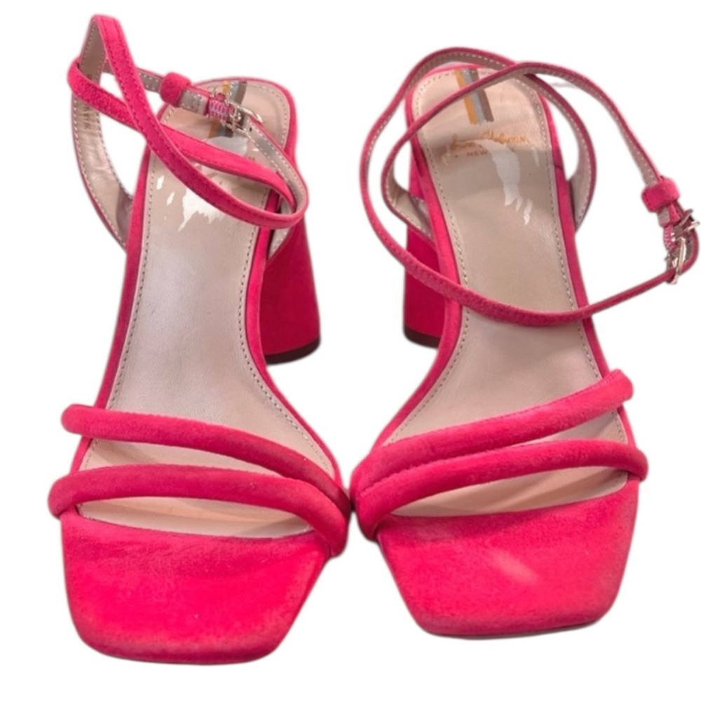 Sam Edelman NEW Kia, Suede 4” Block Heel, Buckle Strap,‎ Dahlia Pink, Size 8